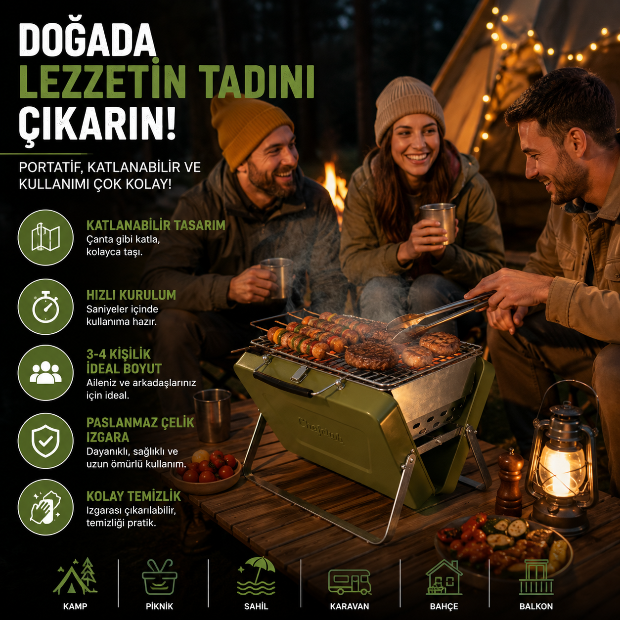 Portatif Taşınabilir Mini Mangal BBQ