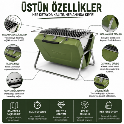 Portatif Taşınabilir Mini Mangal BBQ